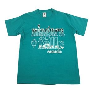 Vintage Single Stitch Niagara Falls Canada Short Sleeve T-Shirt Large Mens Teal